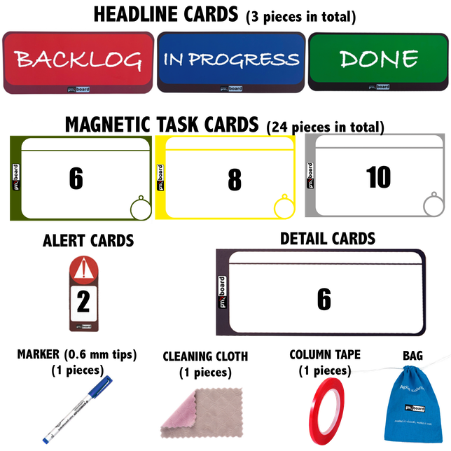 Magnetic Kanban Cards Set for Home and Office