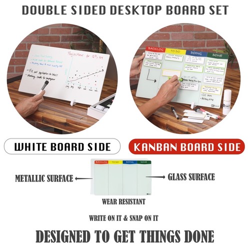 Double Sided Desktop Board Set, Desk Kanban WhiteBoard