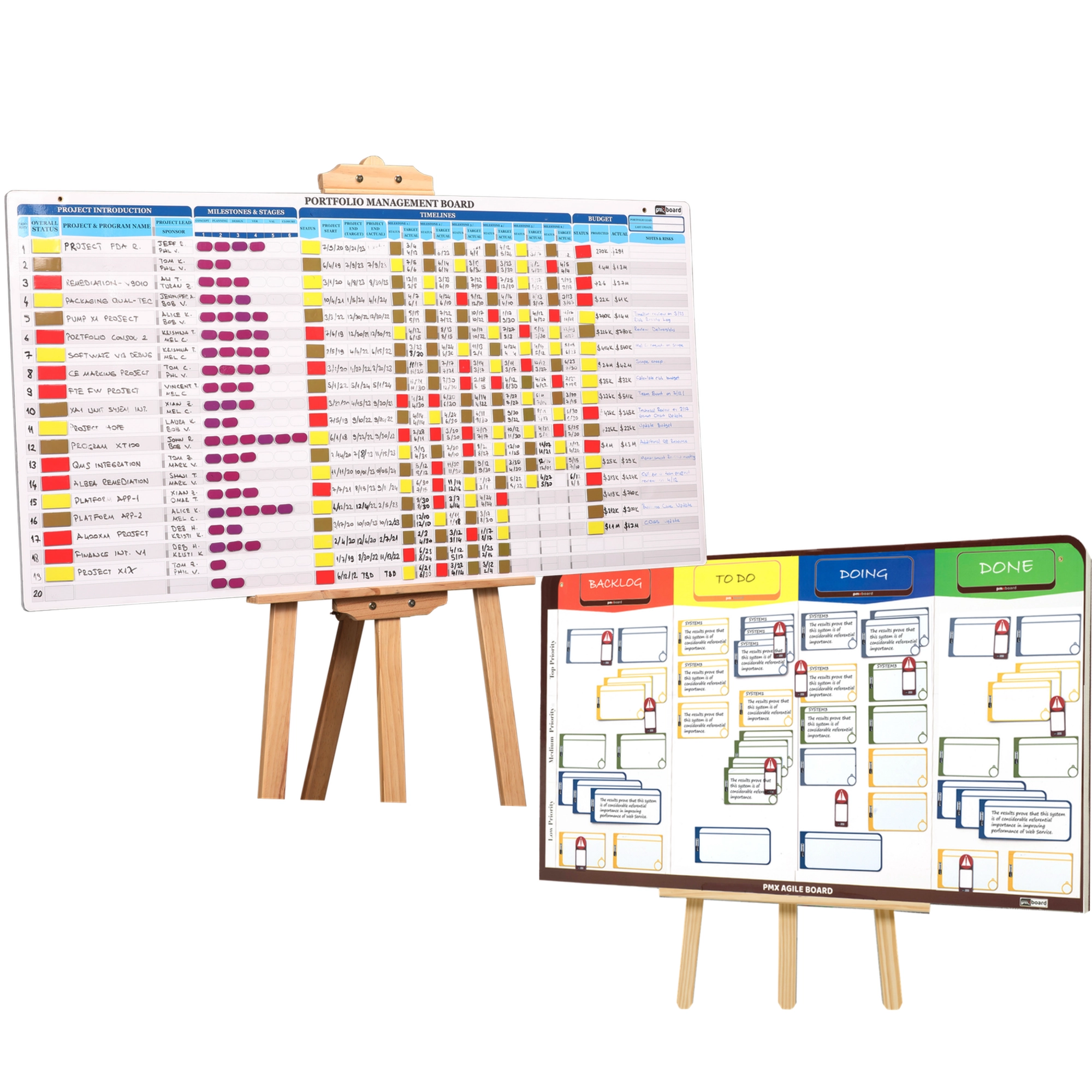 2-in-1 Project Management Combo Set XL – Portfolio Management Board + Agile Kanban Board System
